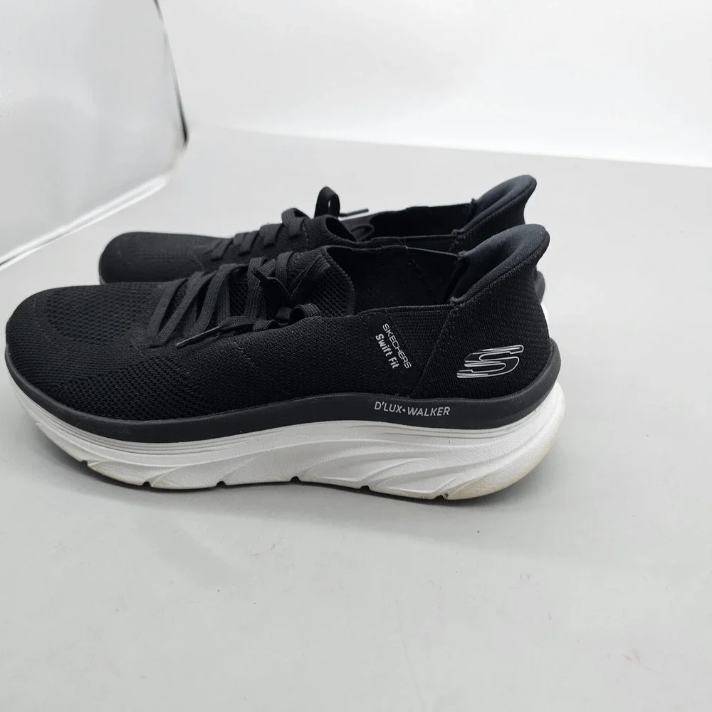 Skechers DLux Walker Swift Fit Mens Sneakers Black White 232635 BKW Running Shoe